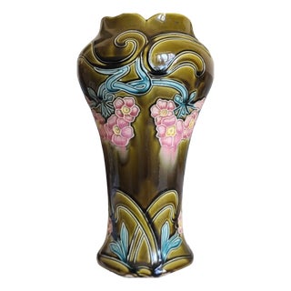 Art Nouveau Slipware Vase by Gustave De Bruyn, 1890s For Sale