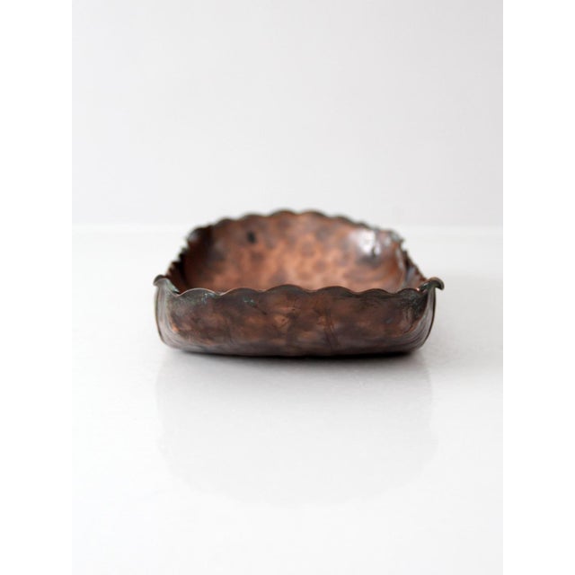 Exceptional mid-century copper tray by Gregorian Copper, marked Model 306. Handcrafted in a distinctive elongated freeform...