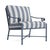 Brown Jordan Venetian Lounge Chair in Sapphire with Sapphire Stripe Cushions For Sale