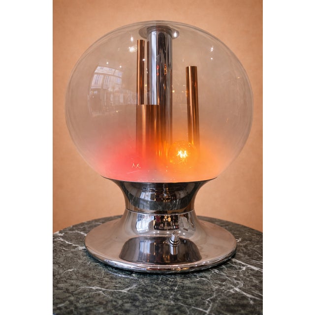 Mid-Century Modern Glass and Chrome Desk Lamp by Selenova, Italy, 1970s For Sale - Image 3 of 6