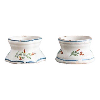 18th Century Floral Salt Pigs from Rouen Faience, Set of 2 For Sale