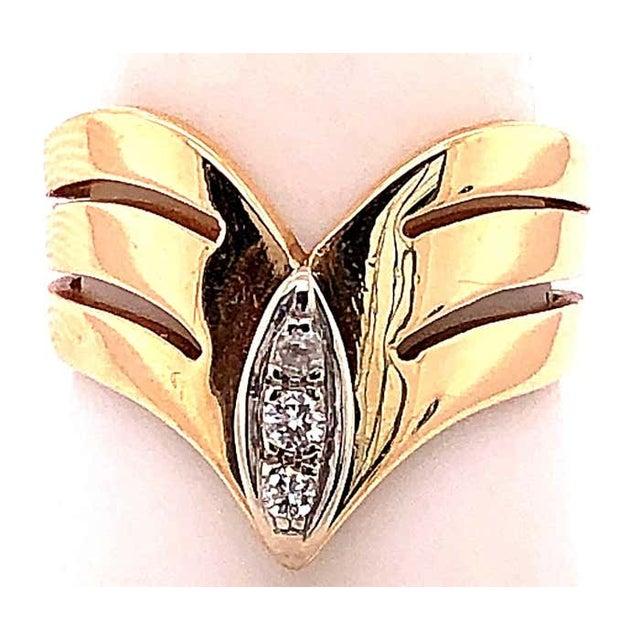 14 Karat Yellow and White Gold Diamond Center Contemporary Ring, Size 8.5 For Sale - Image 11 of 11