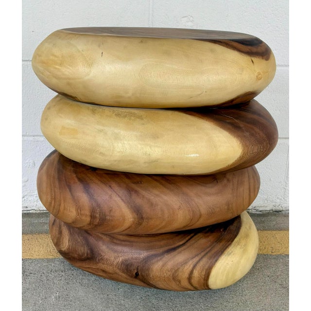 Contemporary Organic Modern Style Solid Suar Wood Accent Table For Sale - Image 3 of 4