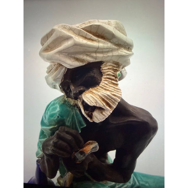1940s Signed Algora Spain “Bedouin at Rest” Porcelain Figurine Hand Painted Mint Rare For Sale - Image 6 of 11