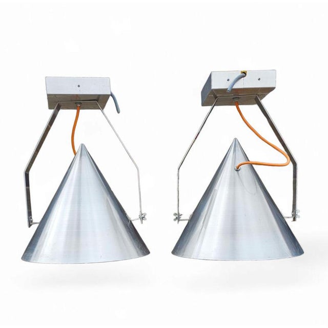 A pair of modern / aluminum / large / conical / industrial style lamps Height 65 Width 50 cm Up to 250V (Europe/UK...