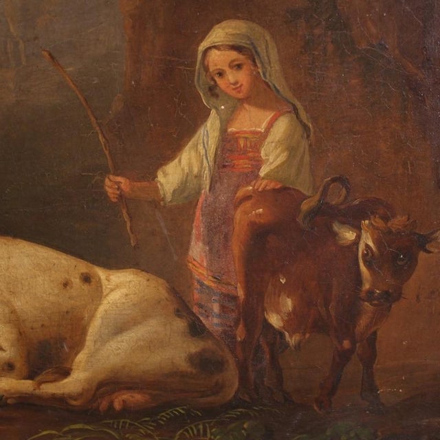Italian Artist, Bucolic Landscape, 1830, Oil on Panel For Sale - Image 4 of 16