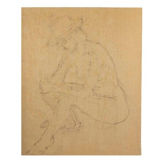Evelyne Luez, Young Woman Wearing a Hat, Drawing on Canvas For Sale