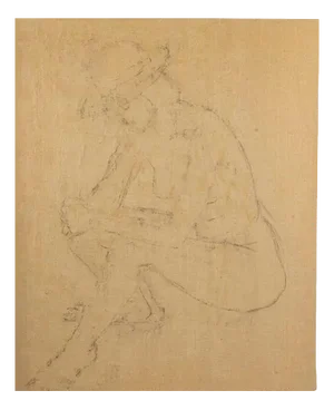 Evelyne Luez, Young Woman Wearing a Hat, Drawing on Canvas