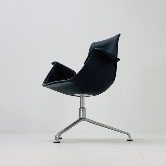 Bird Low Tulip Black Leather Chair by Fabricius and Kastholm, 1960s For Sale - Image 6 of 11