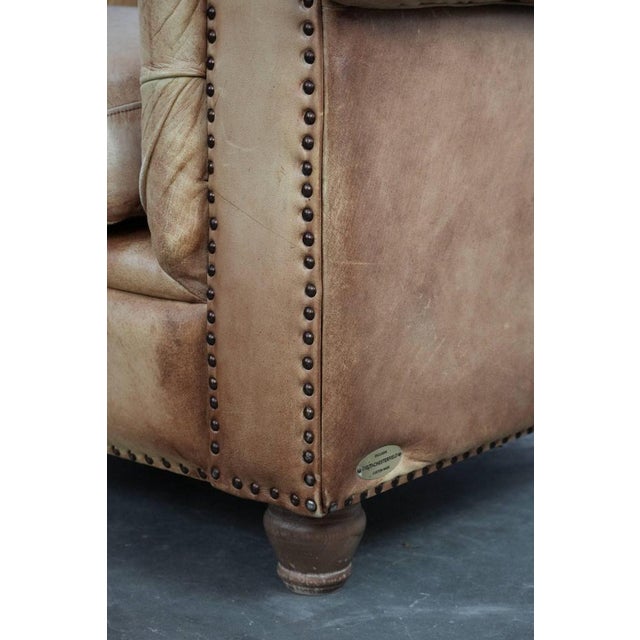 Large Chesterfield Club Chair in Cowhide Leather For Sale - Image 9 of 14