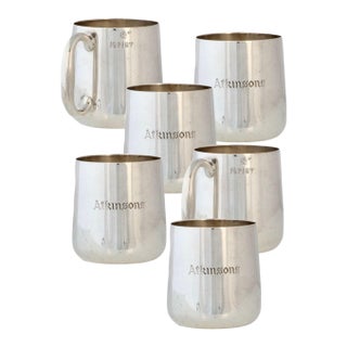 Early 20th Century Elkington Half Pint Pub Ale Mugs, Set of 6 For Sale