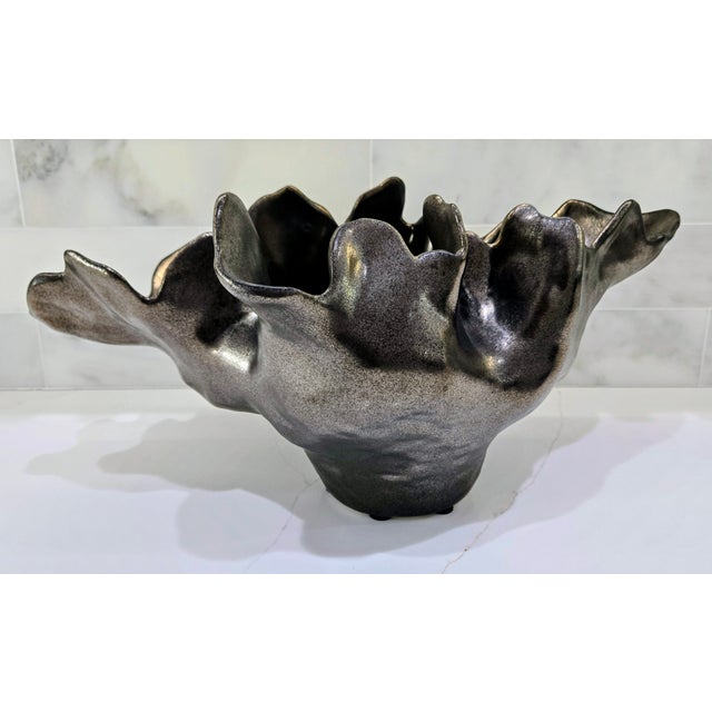 Early 21st Century Global Views Meteor Bowl, Medium 22" Handcrafted Glazed Ceramic, Portugal For Sale - Image 5 of 11