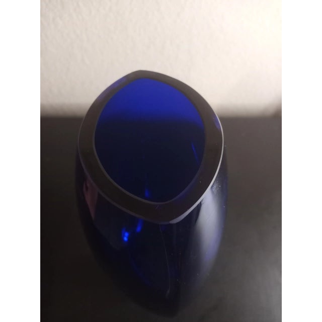 Contemporary Cobalt Blue Art Glass Sommerso Vase For Sale - Image 3 of 7