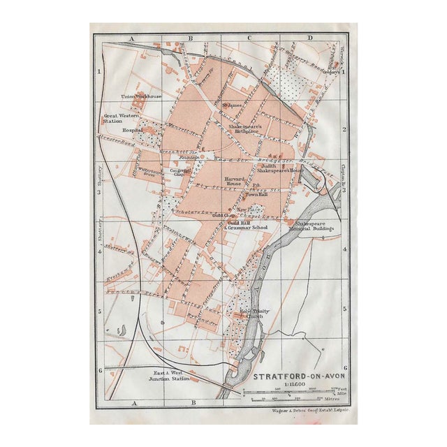 1910 Map of Stratford on Avon England For Sale