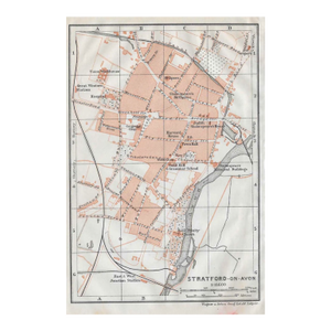 1910 Map of Stratford on Avon England