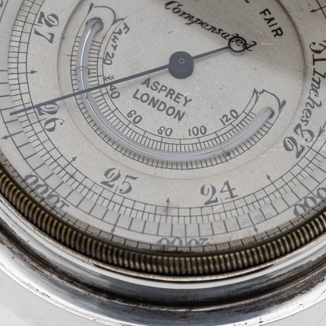 Silver Antique English Silver Barometer from Asprey of London, 1919 For Sale - Image 8 of 10