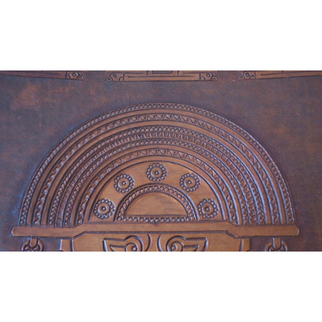 Tihuanaco Teak and Tooled Leather Folding Chair by Angel I. Pazmino for Muebles de Estilo, Ecuador, 1970s For Sale - Image 12 of 18