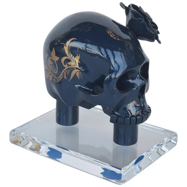 2010s Blue Resin Skull For Sale - Image 5 of 5