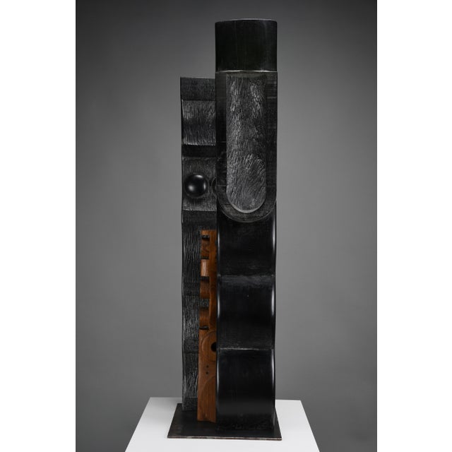 Black Alberto Cabiddu, Fratelli (Brothers) — Ebonized Wood Totemic Sculpture, 1998, Oak and Wood For Sale - Image 8 of 17