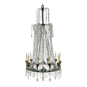 Vintage Regency Crystal Rope Verdigris Chandelier