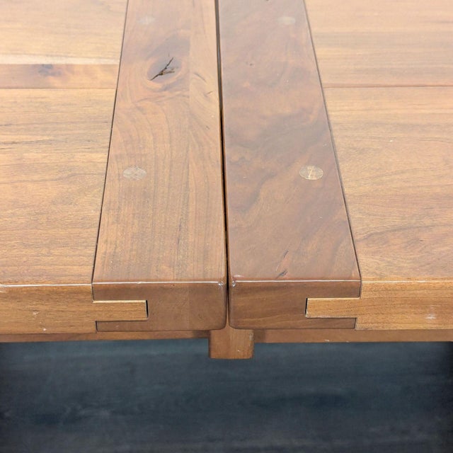 Amish Tables Cherry Trestle Dining Table With Self-Storing Leaves For Sale - Image 9 of 11
