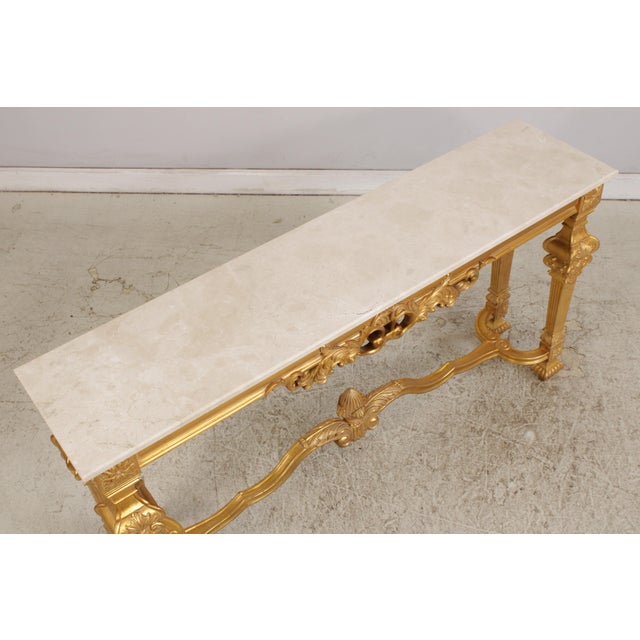 Rococo Style Gilt & Gold Marble Top Console Table For Sale - Image 11 of 18