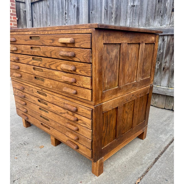 Vintage Hamilton Oak Flat File Double-Stack Cabinet For Sale - Image 4 of 8