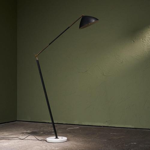 Floor Lamp in Black Lacquer and Marble with Brass Stem from Stilux Milano, Italy, 1960s For Sale - Image 12 of 13