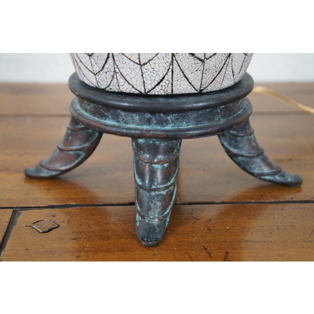 1980s Maitland Smith Bronze & Shell Mosaic Footed Ginger Jar Urn Table Lamp For Sale - Image 6 of 12
