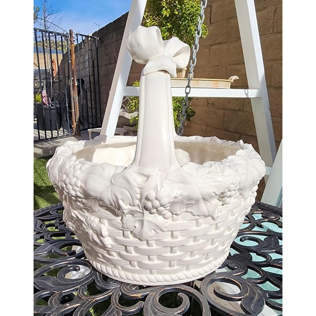 Vintage Italian Blanc De Chine Ceramic Basket For Sale - Image 4 of 9