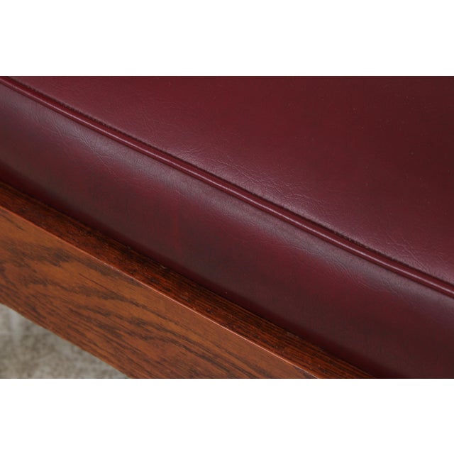 Gustav Stickley Antique Mission Oak Burgundy Leather Reclining Morris Chair For Sale - Image 13 of 15