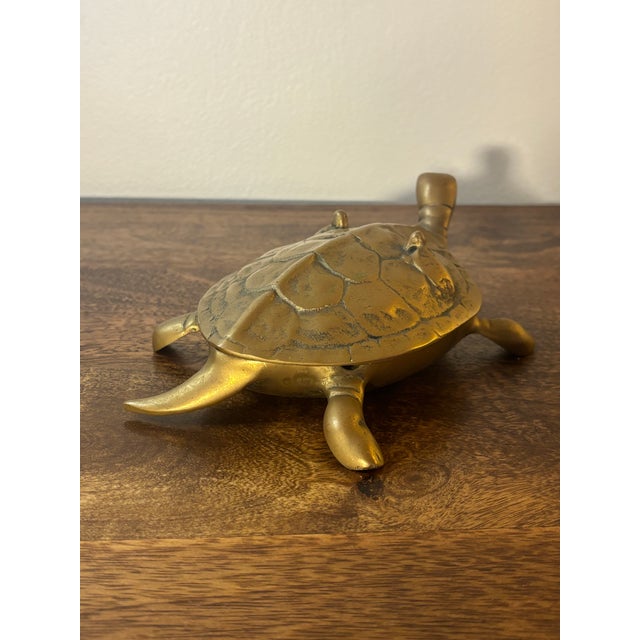 Vintage Brass Turtle Trinket Dish With Lift-Top Shell For Sale - Image 4 of 7