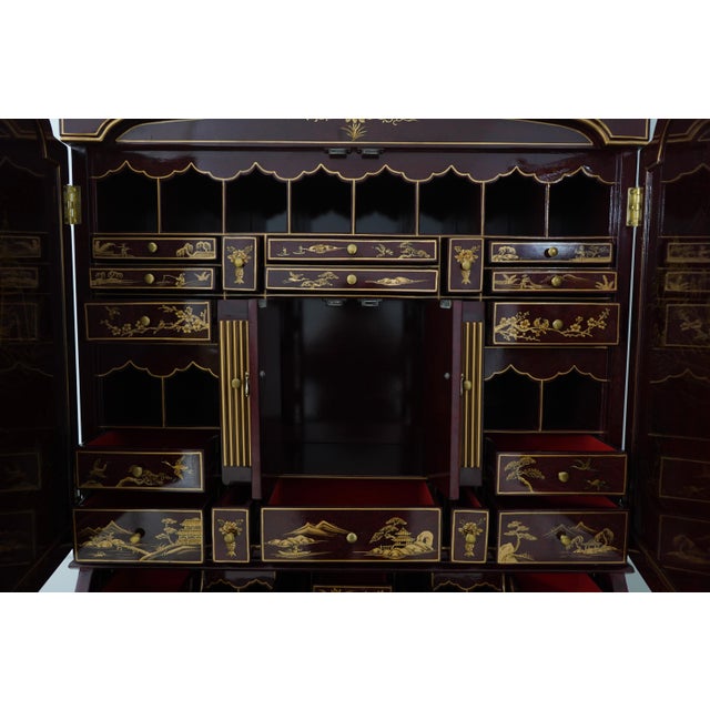 Chinoiserie Chinoiserie Paint Decorated Secretary Desk For Sale - Image 3 of 12