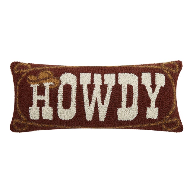 Howdy Cowboy Hook Pillow, 8" x 20" For Sale