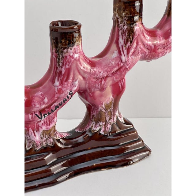 A vintage ceramic candelabra by the renowned French pottery makers Vallauris. Handcrafted in the 1960s, this rare and...