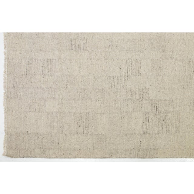 Modern Designed Kilim Flatweave Natural Wool Rug For Sale In New York - Image 6 of 10