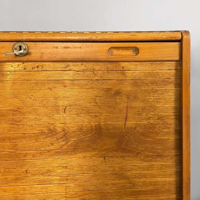 Mid-Century Modern German Archive Cabinets in Wood with Shutter Opening, 1940s, Set of 2 For Sale - Image 15 of 18