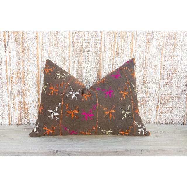 Ahu Antique Indian Folk Lumbar Pillow For Sale - Image 9 of 9