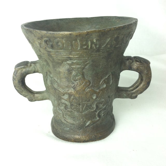 Antique Lead German Mortar For Sale - Image 12 of 12