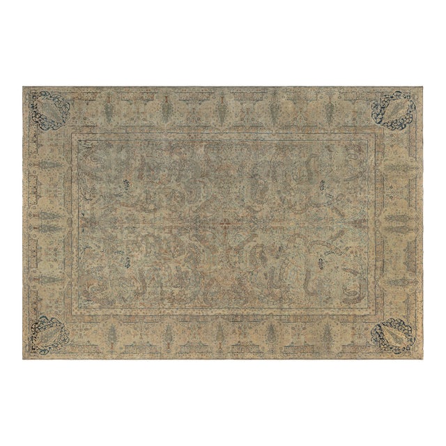 Antique Persian Kirman Animal, Botanic Handmade Wool Rug For Sale