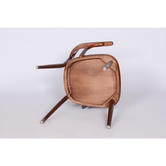 Wood Vintage Art Deco Beech Chair from Ton, 1940s For Sale - Image 7 of 9