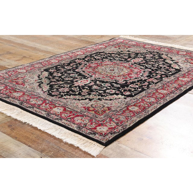 Textile Vintage Chinese Tabriz Wool & Silk Rug - 04'00 X 05'09 For Sale - Image 7 of 9