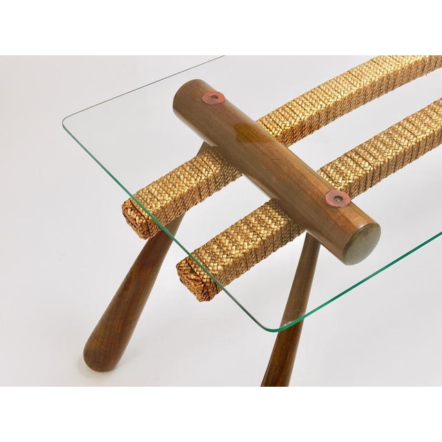 Wood Mid-Century Coffee Occasional Side Table in Maple & Rope by Max Kment, Austria, 1950s For Sale - Image 7 of 18