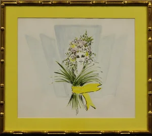 "Chic Model in a Floral Bouquet Headdress Original Watercolour for Lanvin of Paris by Alexander Warren Montel"