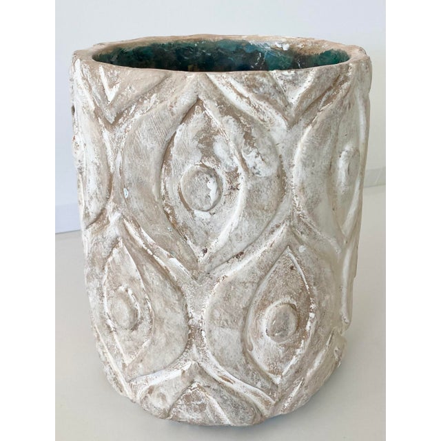 1960s Modern French Artisan Cylindrical Ceramic Cachepot For Sale - Image 5 of 12