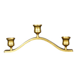 Mid Century Art Deco 3-Tiered Solid Brass Candelabra For Sale