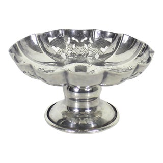 1910 Victorian Silver Plate Phoenix and Shield Ring or Candy Dish English Silverplate For Sale