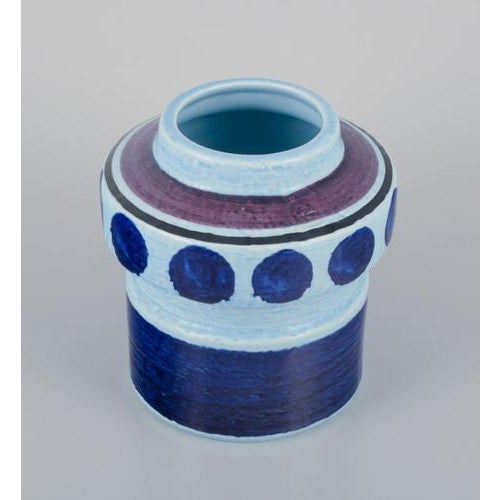 Lavendel Ceramic Vase with Glaze in Blue Tones by Olle Alberius for Rörstrand, 1970s For Sale - Image 4 of 9
