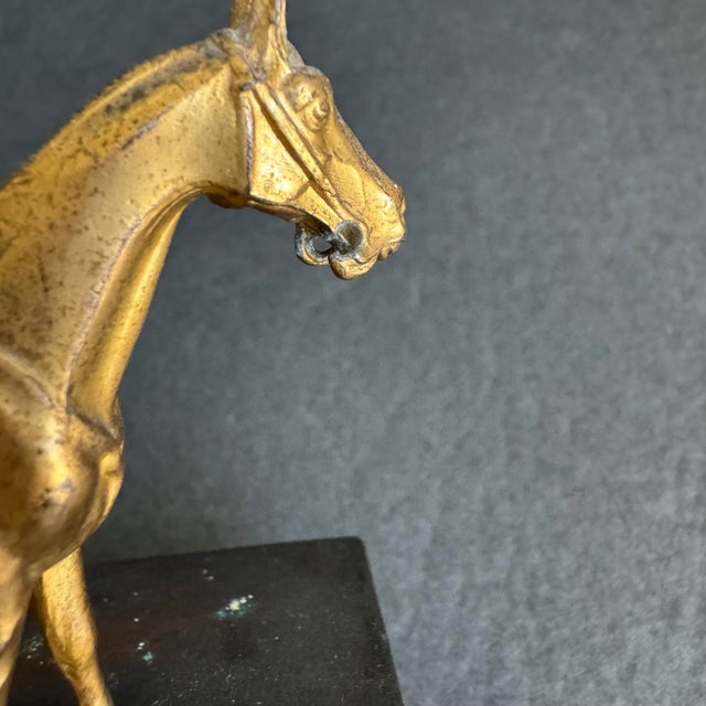 1940s Horse Statue Trophy Lidded Box Equestrian Ora Horse Racing Vintage Brass For Sale - Image 12 of 12