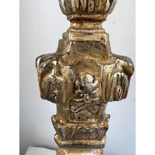 Gold Distressed Italian Silver & Gold Gilt Candlesticks, 20th Century For Sale - Image 8 of 10